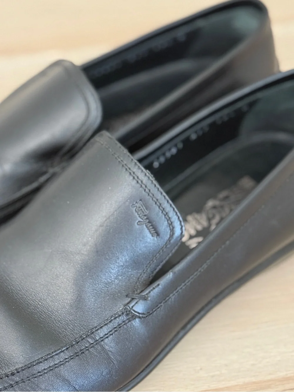 Salvatore Ferragamo Black Leather Slip-On Loafers Men’s size 10.5